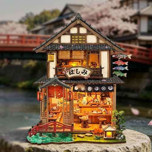 Bridgeside Machiya DIY Wooden Miniature Dollhouse Kit