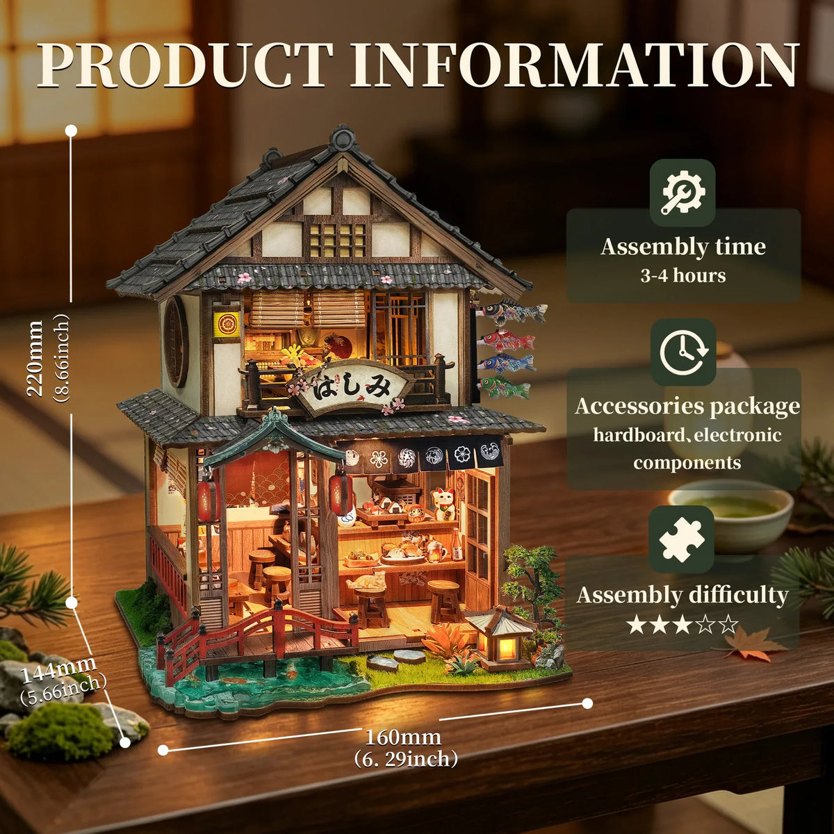 Bridgeside Machiya DIY Wooden Miniature Dollhouse Kit