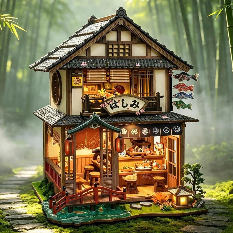 Bridgeside Machiya DIY Wooden Miniature Dollhouse Kit